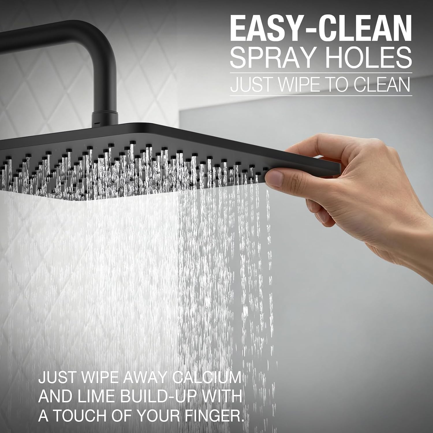 Lava Odoro 12-inch Modern Square Shower Faucet Set Matte Black, Shower Trim Kit with Rough-in Valve High Pressure Black Rainfall Shower Head and Handle Set, (Valve Included), SF106-MB