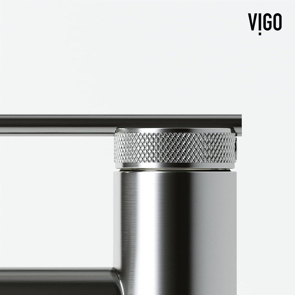 VIGO Sterling Single-Handle Single-Hole Mount Bathroom Sink Faucet, 7-Inch, Brushed Nickel, Modern Design, Solid Brass, 1.2 GPM WaterSense & Ceramic Disc Valve, Corrosion-Resistant