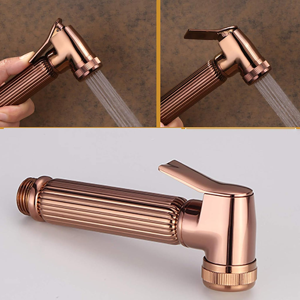 Handheld Bidet Sprayer for Toilet, Rose Gold Wall Mounted Bathroom Cloth Diaper Set with Cold and Hot Water, Brass Kit for Personal Hygiene,Type a(Type B)