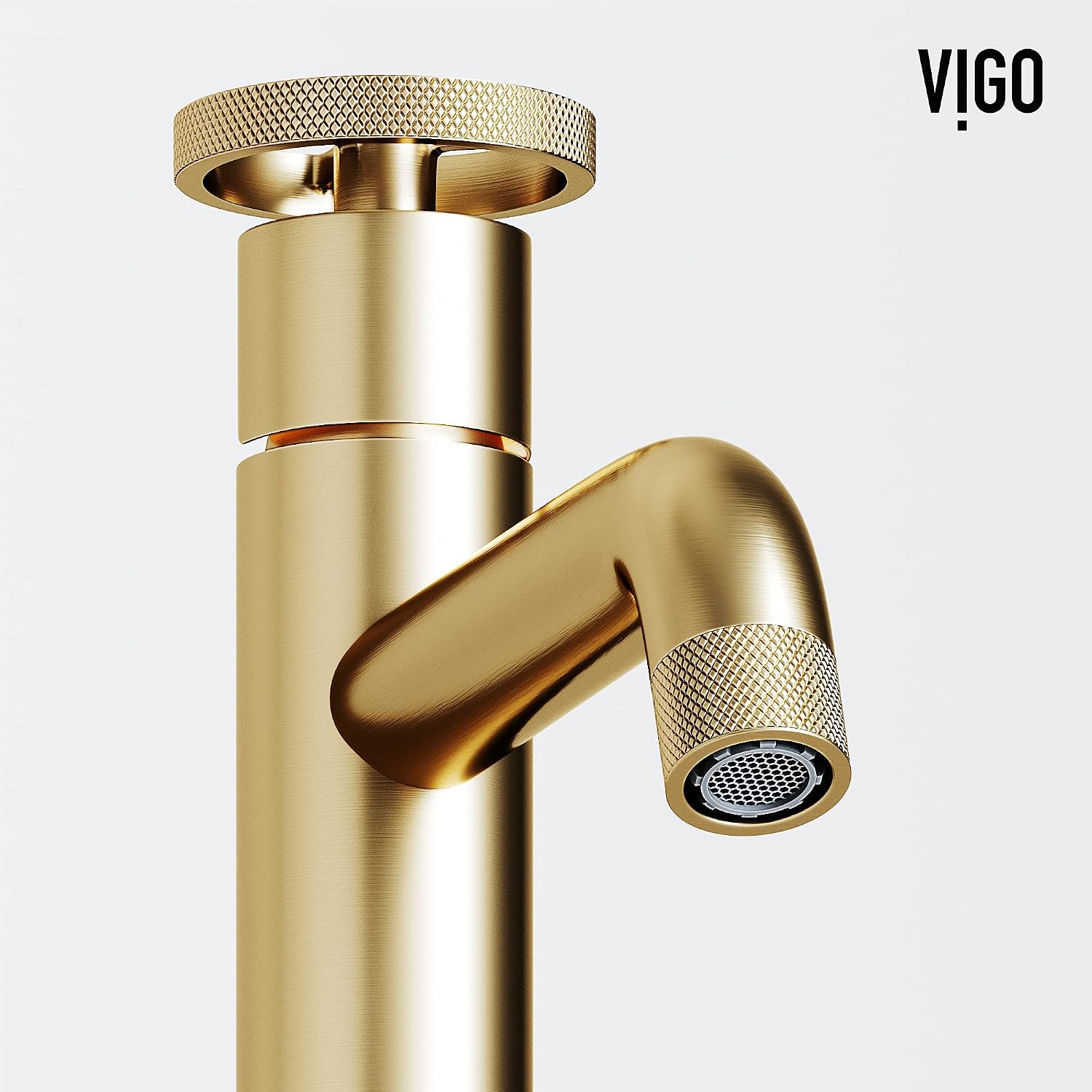 VIGO Cass Single-Handle Single-Hole Mount Vessel Bathroom Sink Faucet, 12-Inch, Matte Brushed Gold, Modern Design, Solid Brass, 1.2 GPM WaterSense & Ceramic Disc Valve, Corrosion-Resistant