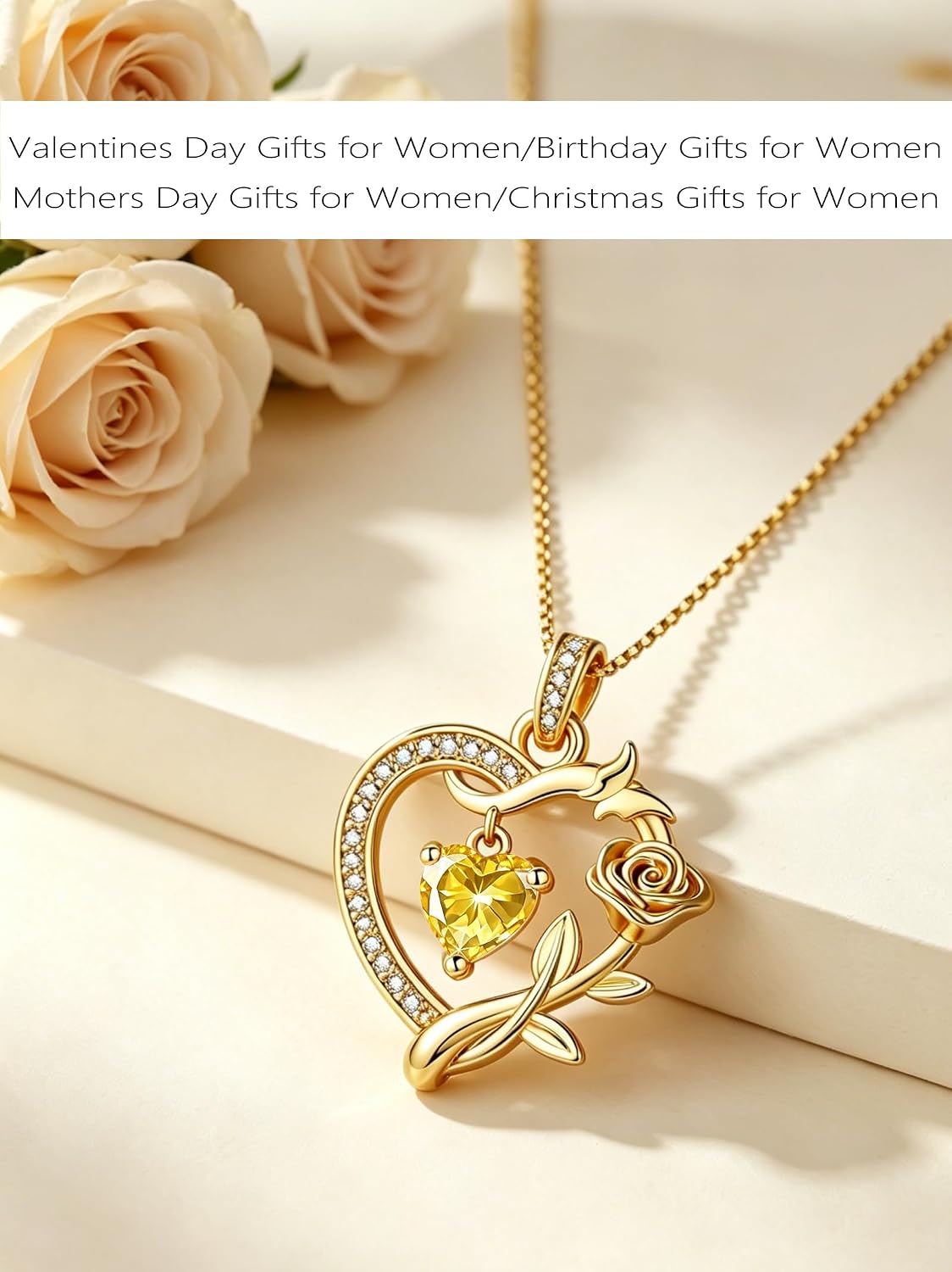 HeartMelody Heart Necklaces for Women Gold,14k 18K White Gold Plated Dainty Rose Butterfly Necklace with Garnet Birthstone Pendant Necklace Everyday Jewelry Birthday Christmas Gifts for Women Mom Her
