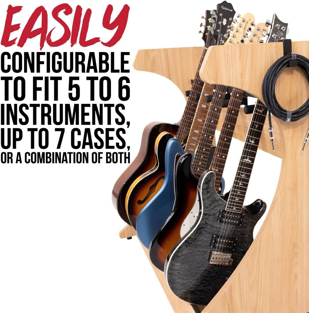 Gator Frameworks Elite Series 5 to 7-Space Guitar & Instrument Case Combo Rack, Natural Maple Matte Finish (GFW-ELITEGTR5RK-MPL)