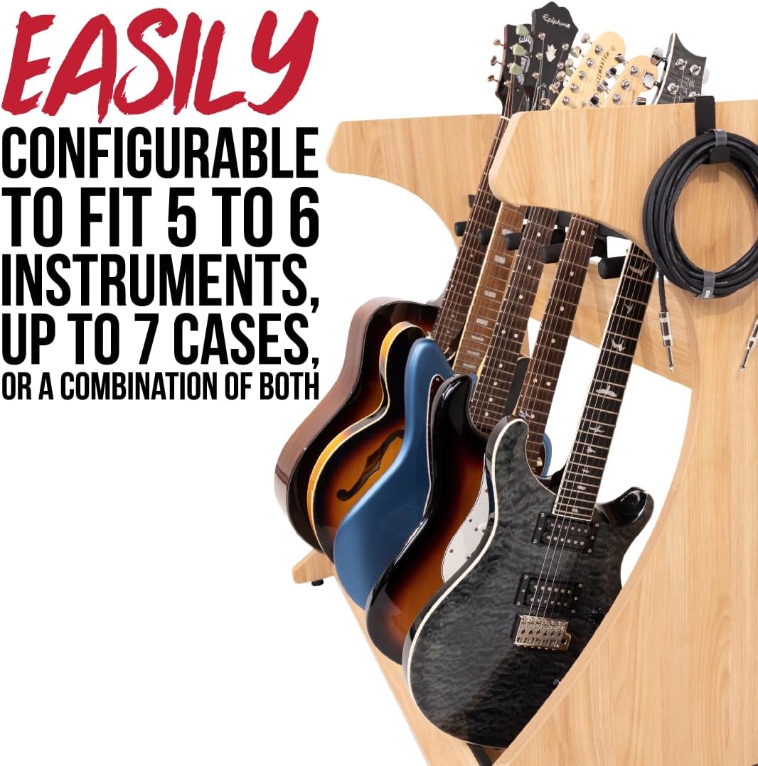 Gator Frameworks Elite Series 5 to 7-Space Guitar & Instrument Case Combo Rack, Natural Maple Matte Finish (GFW-ELITEGTR5RK-MPL)
