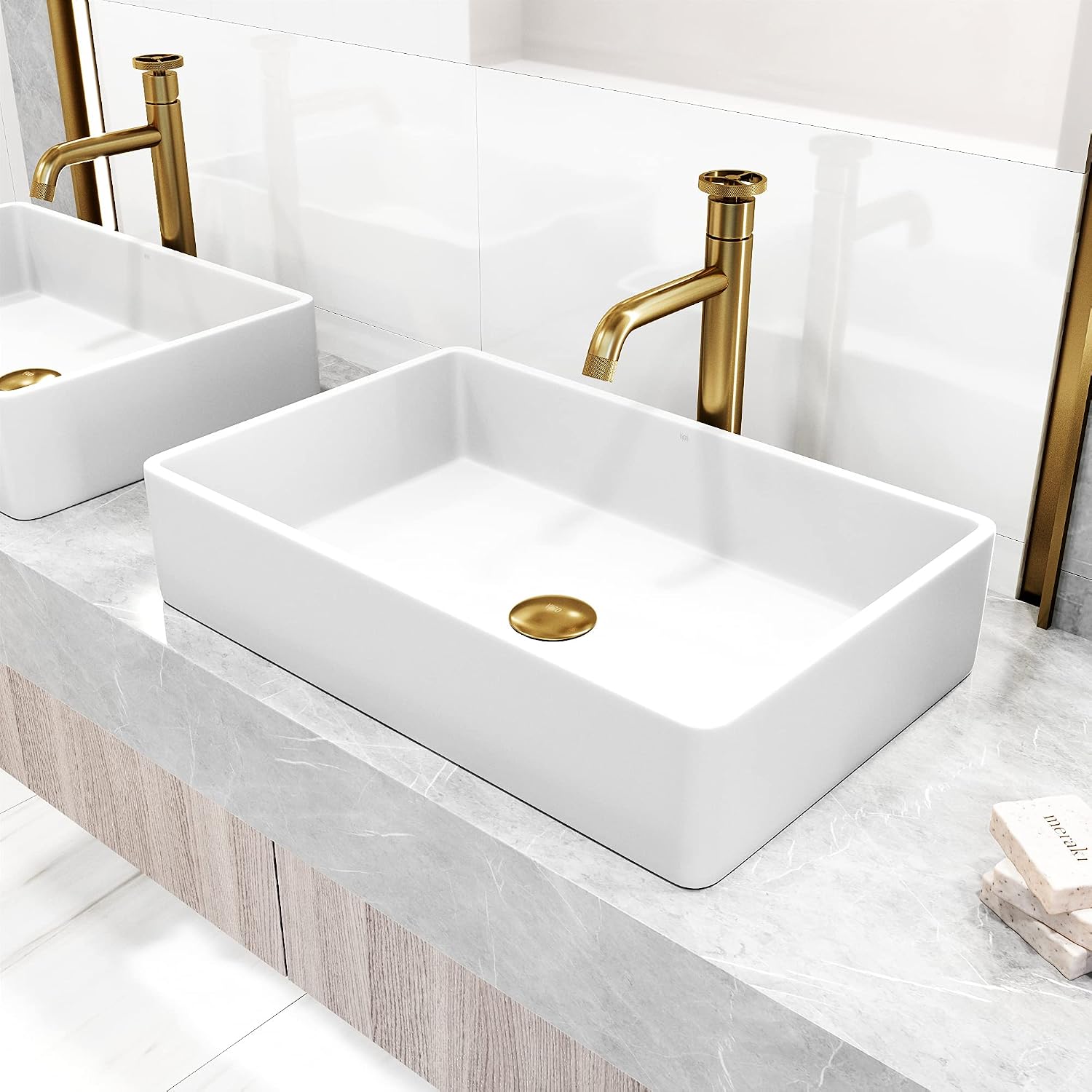 VIGO Cass Single-Handle Single-Hole Mount Vessel Bathroom Sink Faucet, 12-Inch, Matte Brushed Gold, Modern Design, Solid Brass, 1.2 GPM WaterSense & Ceramic Disc Valve, Corrosion-Resistant