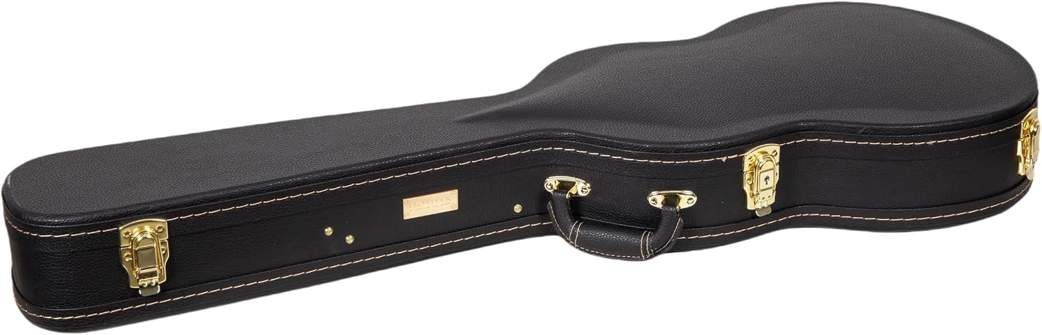Crossrock 13' Archtop Guitar Case for Gretsch Jet/Penguin/Chris Rocha | Wooden Hardshell, Lock, Storage, Left & Right-Hand Compatible – Black (CRW620JA13BK)