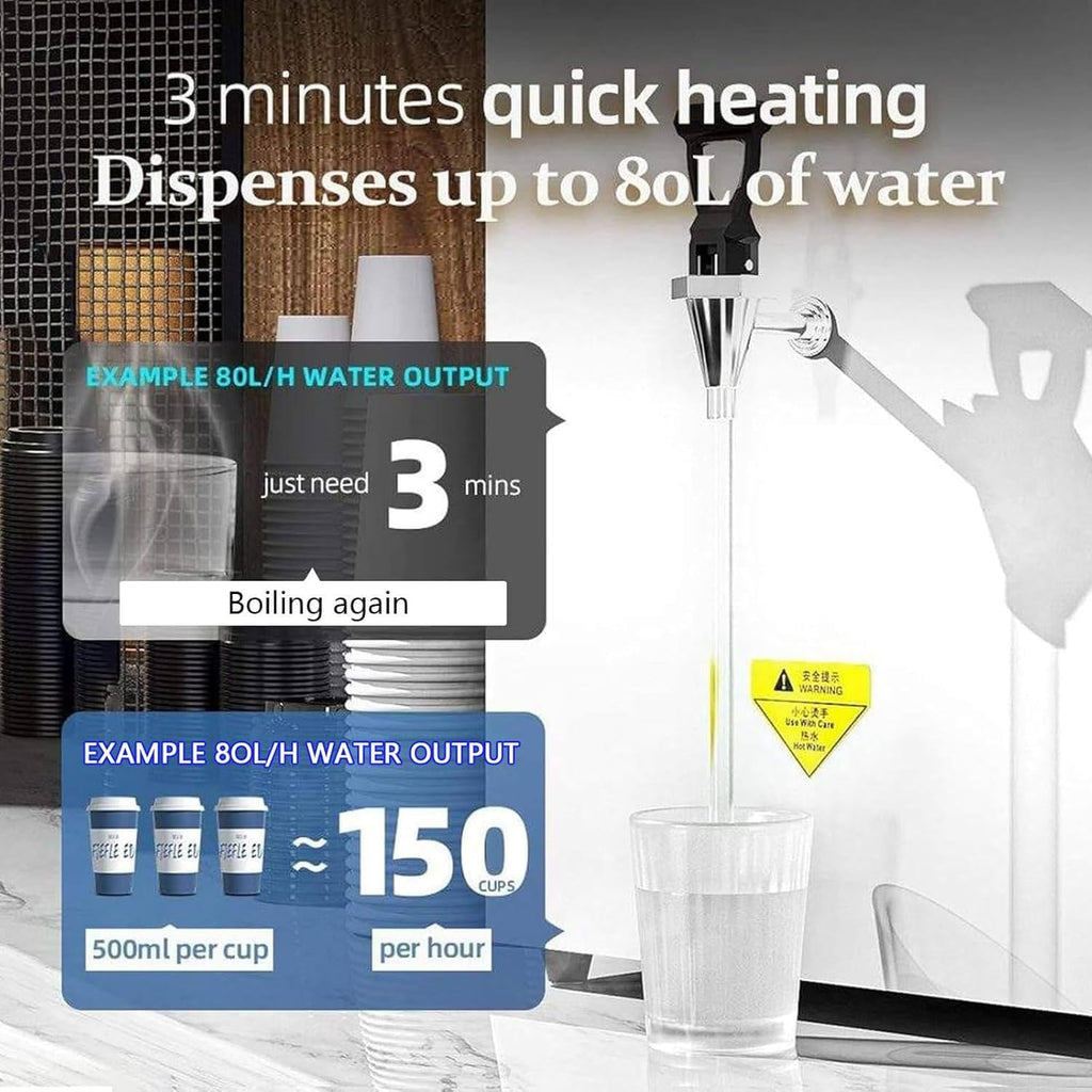 Wall-Mounted Commercial Hot Water Dispenser Instant Heating Electric Water Boiler with LED Intelligent Control Panel,Built-in Filter and Non-Drip Faucet,for Cafe,Office,Home Black-50L