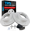 TRQ Performance Front Brake Pad and Rotor Set Ceramic G Coated Drilled Slotted Vented Rotors Compatible with 1999-2004 Toyota Tacoma
