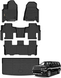 Binmotor-Floor Mats & Cargo Liner for 2022-2026 Jeep Wagoneer 8 Passenger | NOT for Wagoneer L/S/7-Seater丨Durable All Weather Car Floor Mats Wagoneer Accessories Floor Liners Cargo Trunk Mat