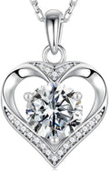 MOOSEA Heart Moissanite Pendant Necklace, 925 Sterling Silver 1-3 Carat Lab Created Moissanite, Anniversary Birthday Gifts for Women Mom Wife Girlfriend Grandma Jewelry Gift