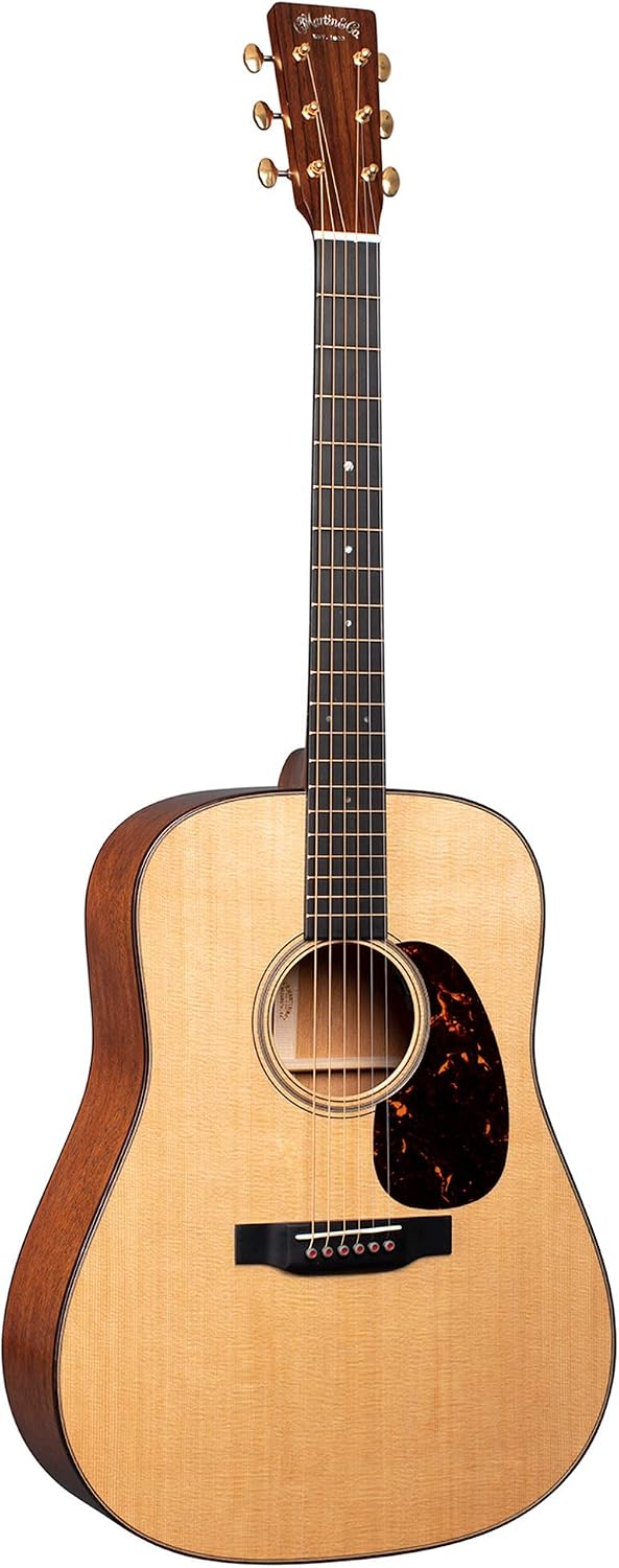 Martin Guitar D-18E Modern Deluxe Acoustic-Electric Guitar with Hardshell Gig Bag, Sitka Spruce and Mahogany Construction, D-14 Fret and Vintage Deluxe Neck Shape with High-Performance Taper Natural