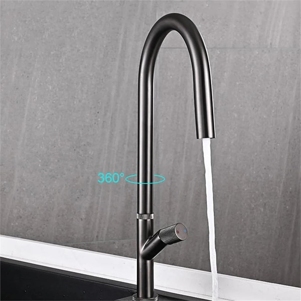 Pull-Out Kitchen Faucet 360 Rotation Hidden Nozzle Hot and Cold Water Sink Mixer Tap Deck Mounted Luxury Wash Tap(Gray)
