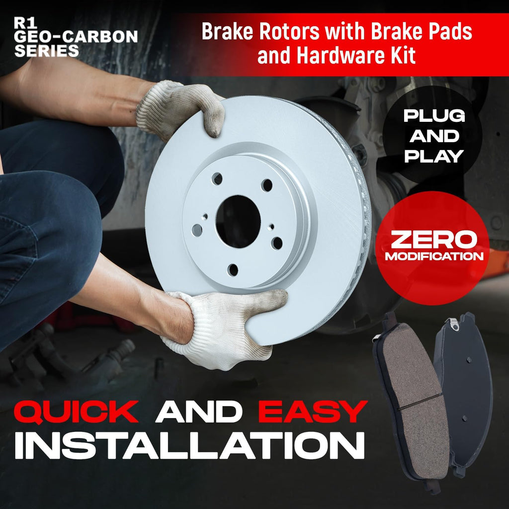R1 Concepts Front Brake Kit Fits 2024 Subaru Crosstrek; 2020-2024 Subaru Legacy; 2020-2024 Subaru Outback| Optimum Oep Brake Pads and Blank Brake Rotors| 12.4' Front