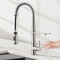 CREA 3-Way Kitchen Faucet, Brushed Chrome, Pull-Out, 20-Inch Flexible Hose, Single Lever Control, 5-Layer Stainless Steel Body, Advanced Ceramic Valve Core, 3/4-Inch Spout