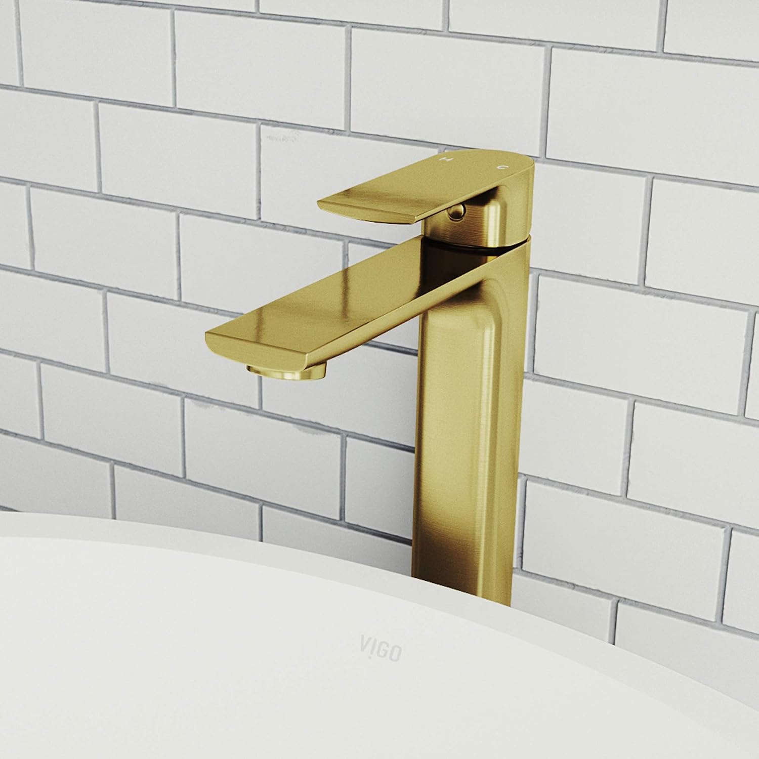 VIGO Norfolk Single-Handle Single-Hole Mount Vessel Bathroom Sink Faucet, 11-Inch, Matte Brushed Gold, Modern Design, Solid Brass, 1.2 GPM WaterSense & Ceramic Disc Valve, Corrosion-Resistant
