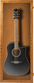 PENNZONI Acoustic Guitar Display Case - Acrylic Acoustic Guitar Case - Guitar Display Case Wall Mount, Guitar Wall Case Made from Hardwood Frame & Clear Acrylic | Natrual Oak