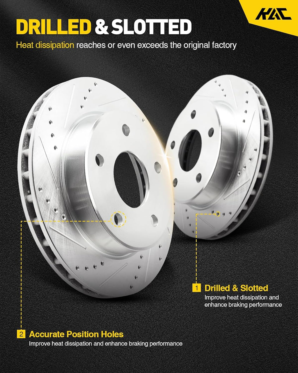 KAC - 324.8mm Front Disc Brake Rotors | Brake Kit for 2001-2010 Silverado 2500 HD; Sierra 2500 HD, 2003-2022 Express 3500, 2003-2023 Savana 3500 2pcs Automotive Replacement Brake Rotors,55072