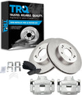 TRQ Front Brake Pad and Rotor Set Semi Metallic Vented Rotors Calipers Compatible with 1999 Nissan Maxima