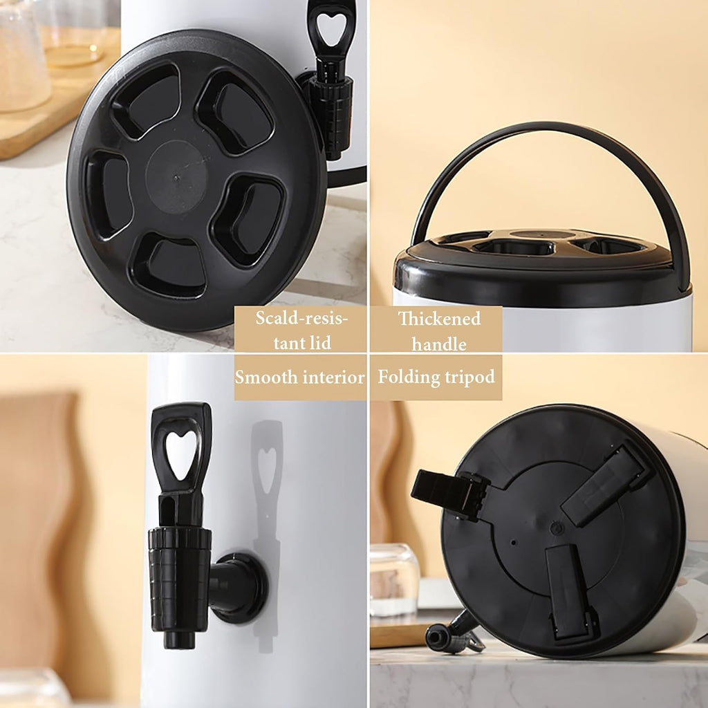 NEONMAN Commercial Insulation Barrel, Keeps Water Hot or Cold Large Capacity (6L-16L) Foldable Stand Resin Faucet Leak-proof Seal, Suitable for a Variety of Beverages(Black,12L)