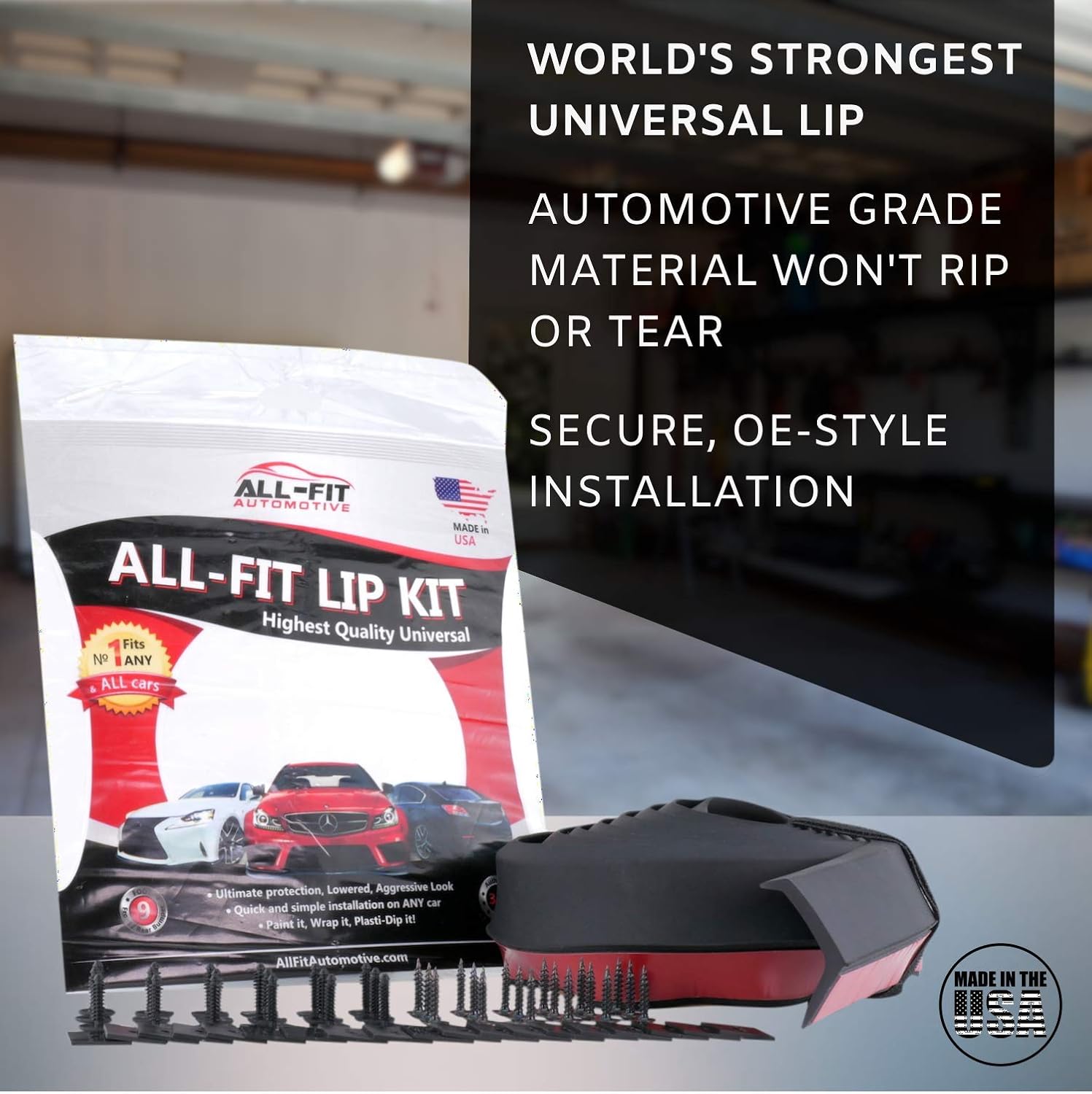 All-Fit Automotive 3.5 Inch Universal Bumper Lip Splitter Kit - Chin Spoiler Protector for Front or Rear - Lips Protect and Cover Lower Bumper for a Dropped Look - Universal Fit - Black
