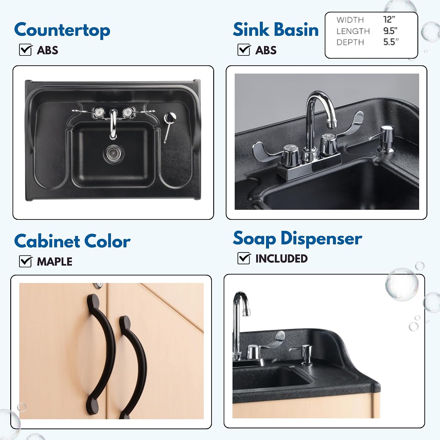 Ozark River Portable Sinks Premier Maple & Fill-n-Roll Dolly Kit Bundle, Maple Laminate-ABS, Portable Sink with Hot Water, Self-Contained Sink, Portable Hand Washing Station, 110V