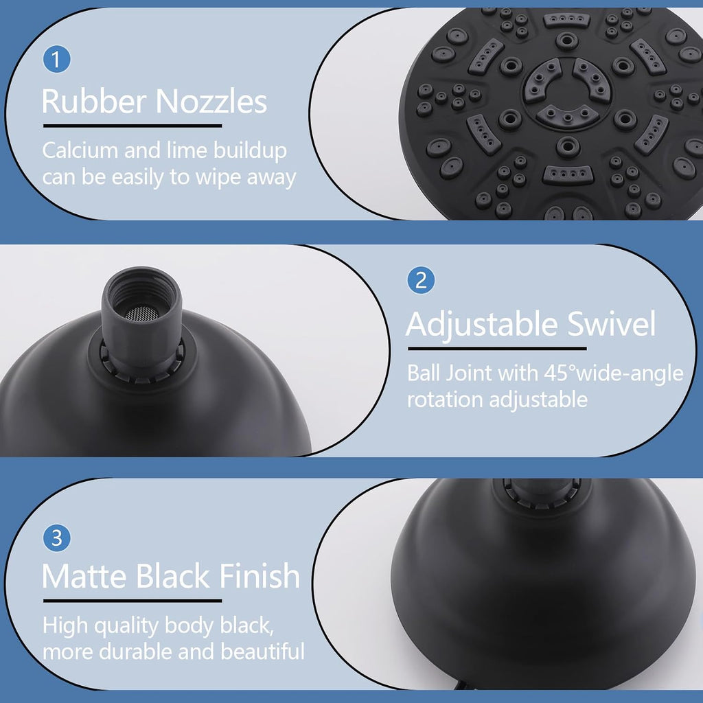 3 Handles Shower Faucet Set with Tub Spout Bathtub Shower Faucets Combo Set Shower System Complete Tub and Shower Trim Kit Shower Fixtures Matte Black
