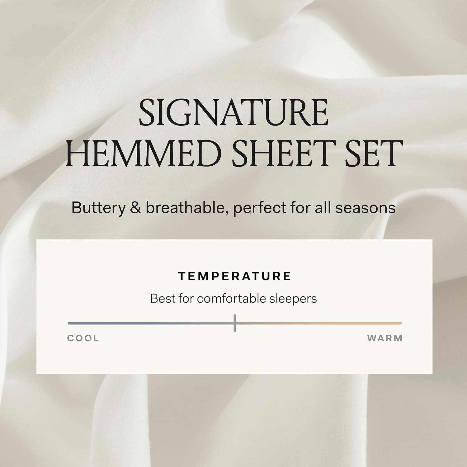 BOLL & BRANCH Signature Hemmed Sheet Set - Twin, Cream - Luxury 100% Organic Cotton - Includes 1 Flat, 1 Fitted, 2 Pillowcases - Buttery Soft