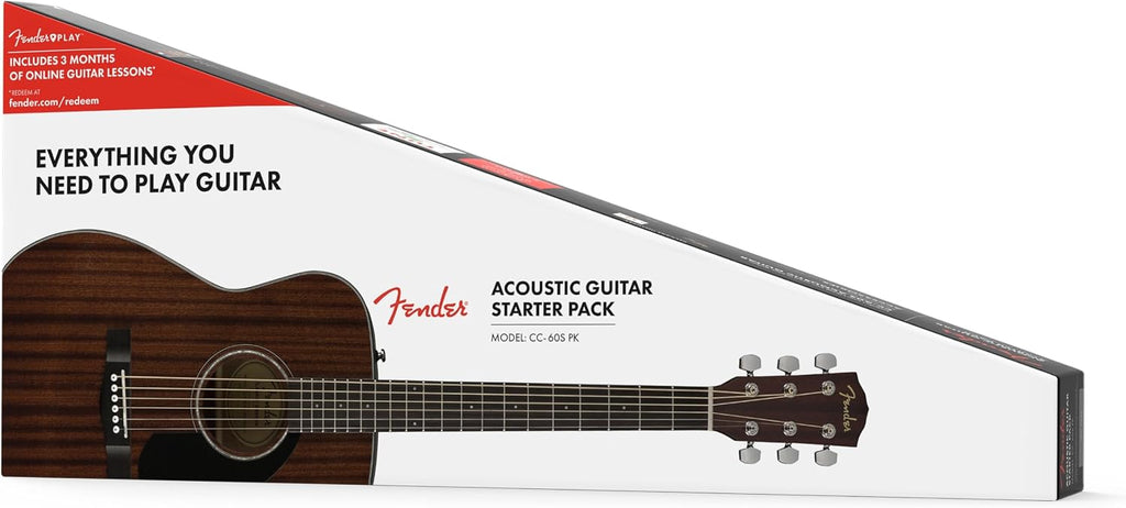Fender CC-60S All-Mahogany Concert V2 Pack Acoustic Guitar, with 2-Year Warranty, Natural, with Gig Bag and Accessories