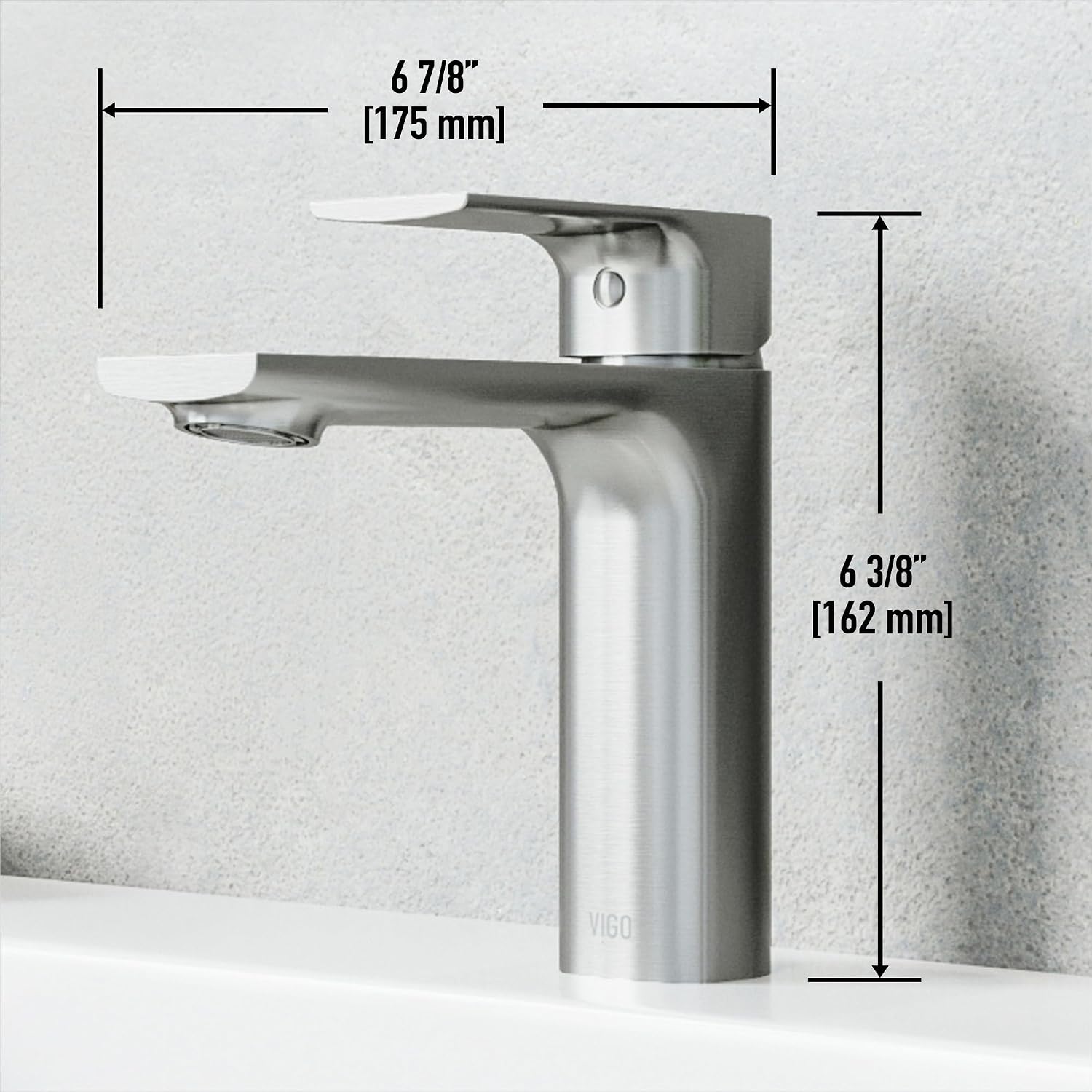 VIGO Davidson Single-Handle Single-Hole Mount Bathroom Sink Faucet, 6-Inch, Brushed Nickel, Modern Design, Solid Brass, 1.2 GPM WaterSense & Ceramic Disc Valve, Corrosion-Resistant