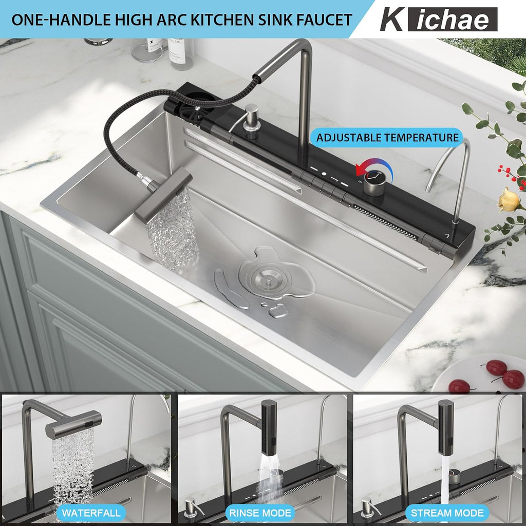 Kichae 30 Kitchen Sink Drop In - 30 x 19 Drop Sink Stainless Steel 16 Gauge Ledge Workstation Single Bowl Topmount Over Mount Kitchen Sink Handmade Basin