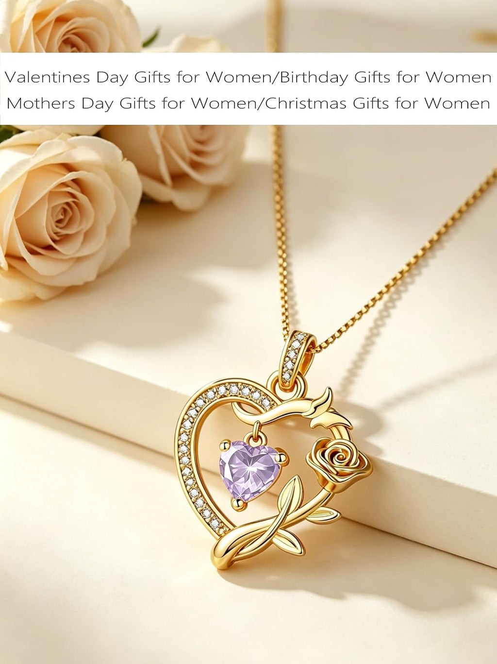 HeartMelody Heart Necklaces for Women Gold,14k 18K White Gold Plated Dainty Rose Butterfly Necklace with Garnet Birthstone Pendant Necklace Everyday Jewelry Birthday Christmas Gifts for Women Mom Her