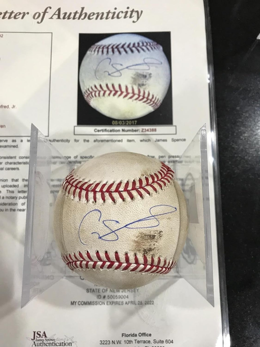 Gary Sanchez Signed Game Used Ball 1st Game 2016 Rookie Year ! 1/1 Sanchez Jsa - MLB Autographed Game Used Baseballs