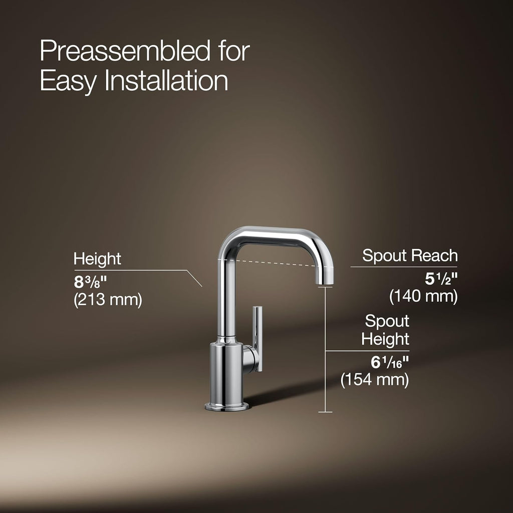 Kohler K-24077-CP Purist Beverage Faucet, Polished Chrome