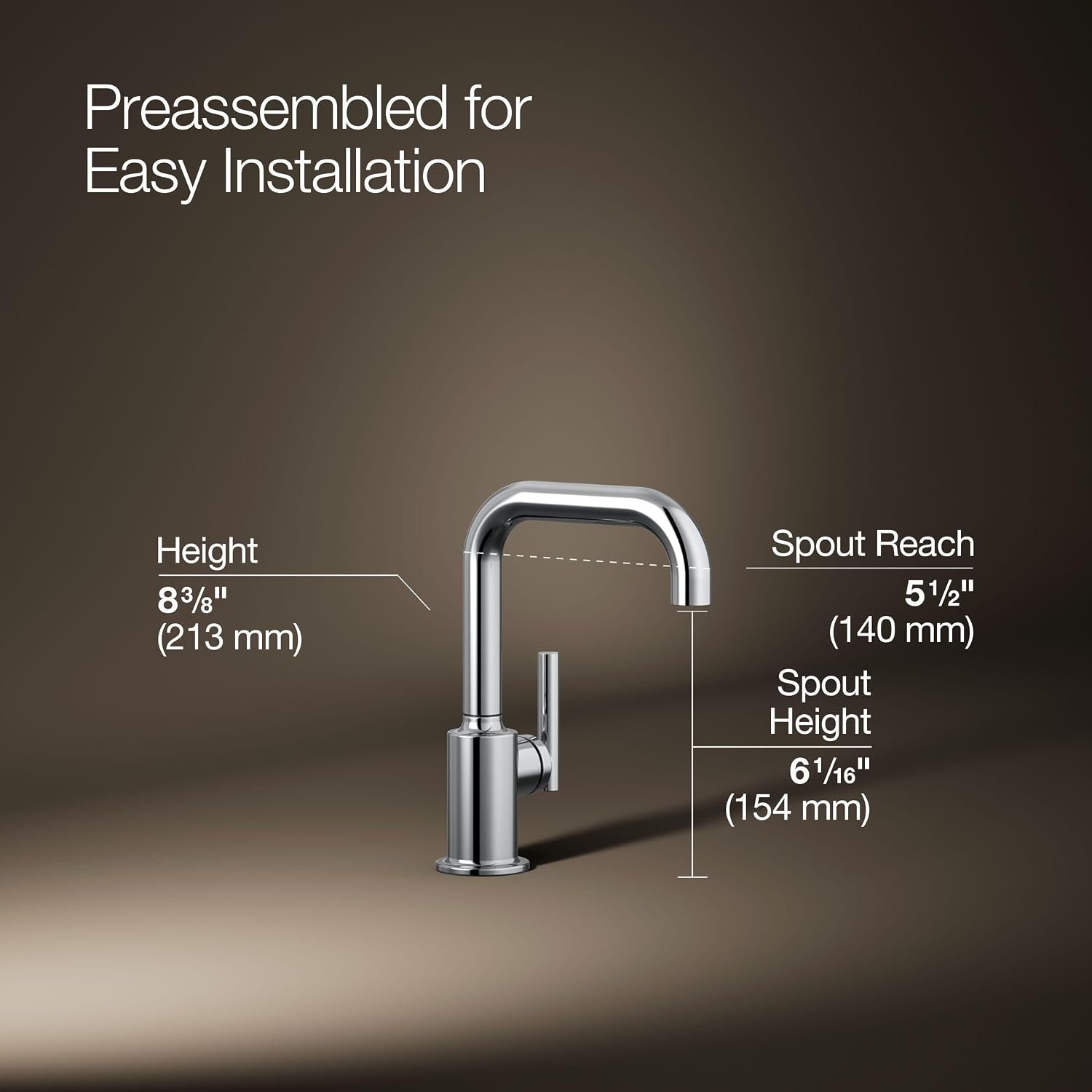 Kohler K-24077-CP Purist Beverage Faucet, Polished Chrome