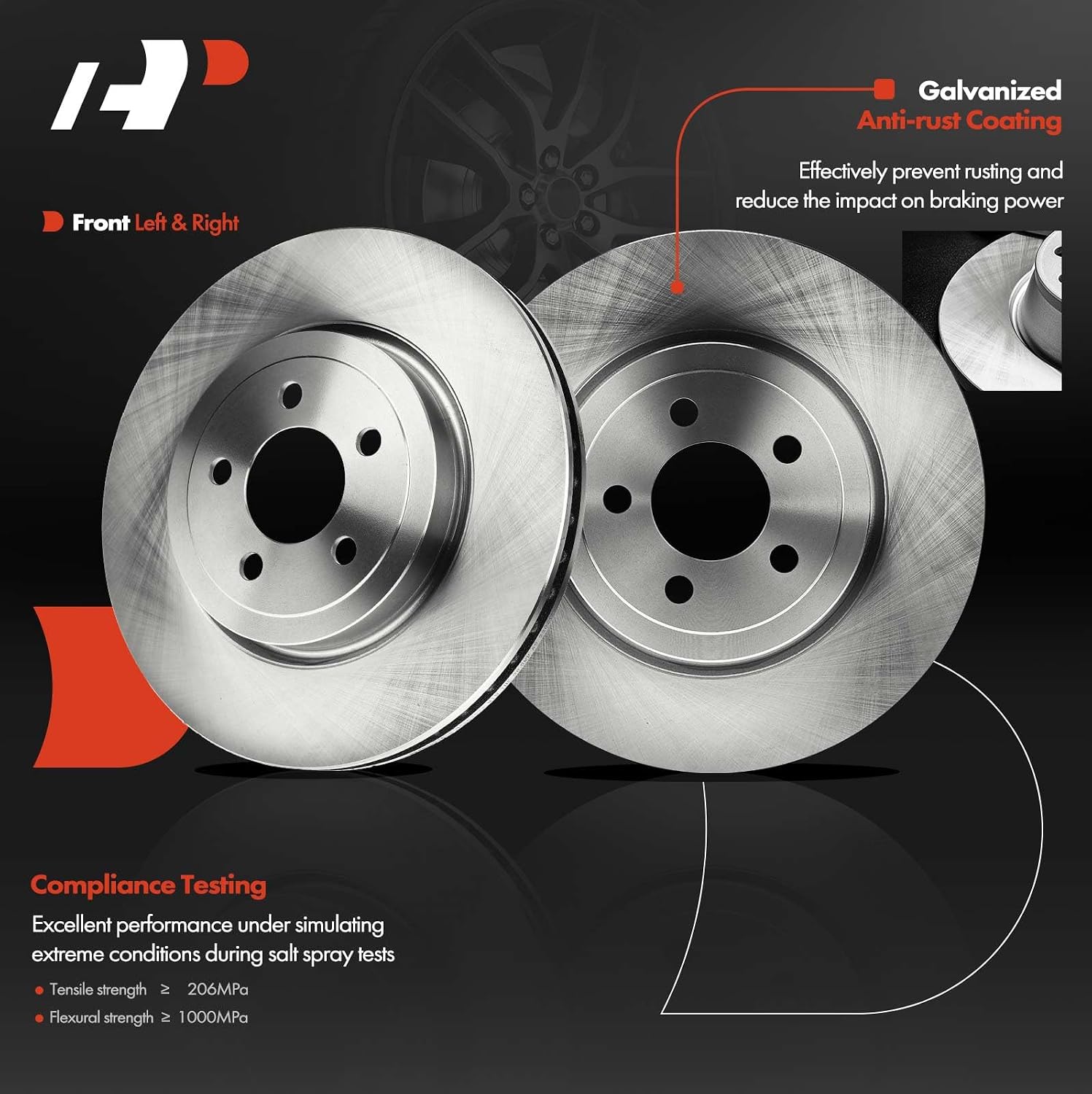 A-Premium 13.58 in (345 mm) Front Vented Disc Brake Rotors + Ceramic Pads Kit Compatible with Select Chrysler and Dodge Models - 300, Challenger, Charger, Magnum, 6-PC Set