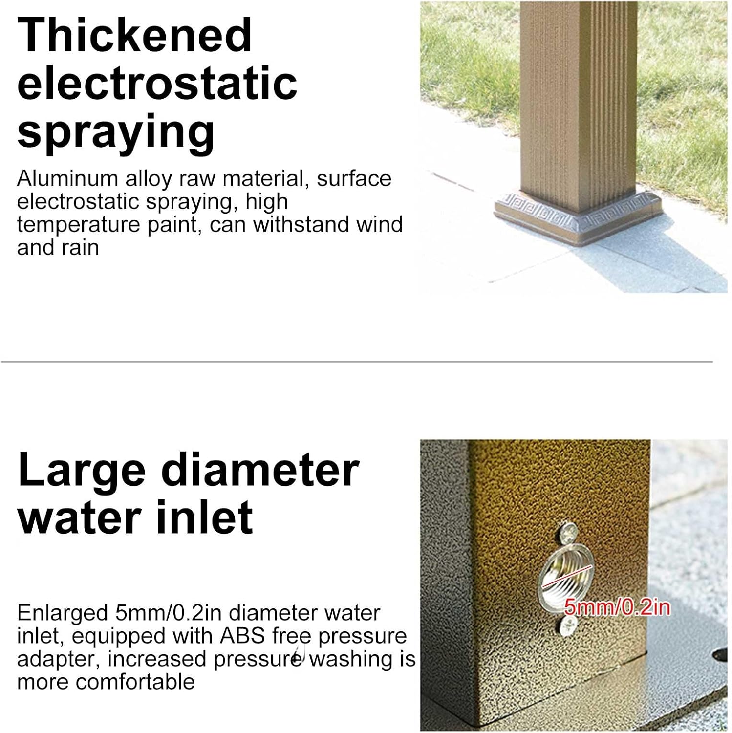 Outdoor Antifreeze Faucet - Cold & Hot Water Garden Water Column, Vertical Hydrant for Washing & Irrigation (Durable Black)
