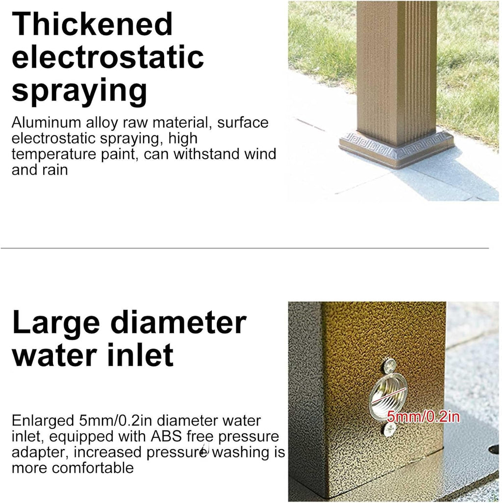 Outdoor Garden Hydrant, Cold and Hot Water Vertical Faucet for Washing and Irrigation, Antifreeze Yard Water Column (Black)