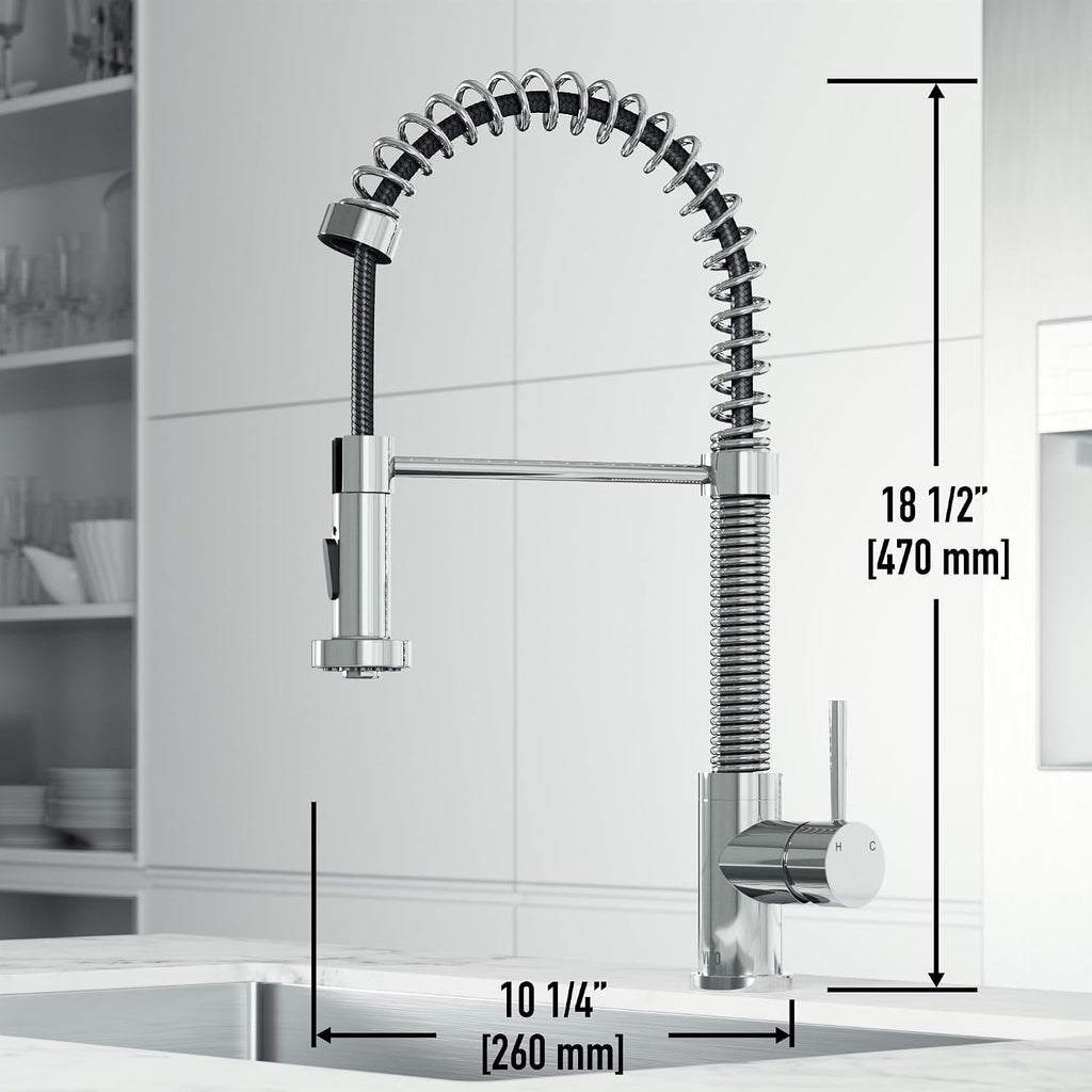 VIGO Edison 19'' H Single Handle Pull-Down Sprayer Kitchen Faucet in Chrome-VG02001CH