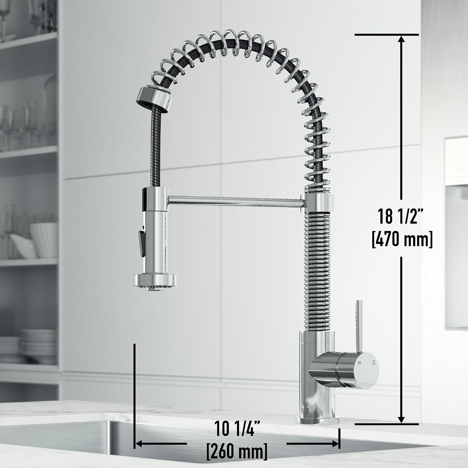 VIGO Edison 19'' H Single Handle Pull-Down Sprayer Kitchen Faucet in Chrome-VG02001CH