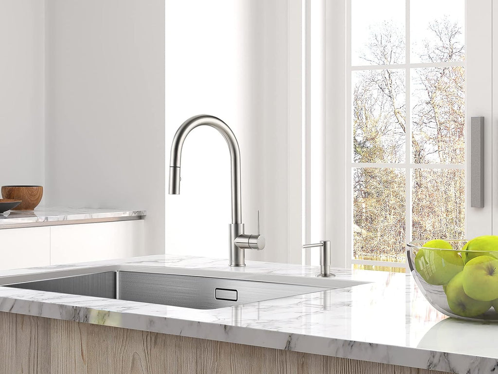 AguaStella AS60BN Brushed Nickel Kitchen Sink Faucet with Pull Down Sprayer Single Handle