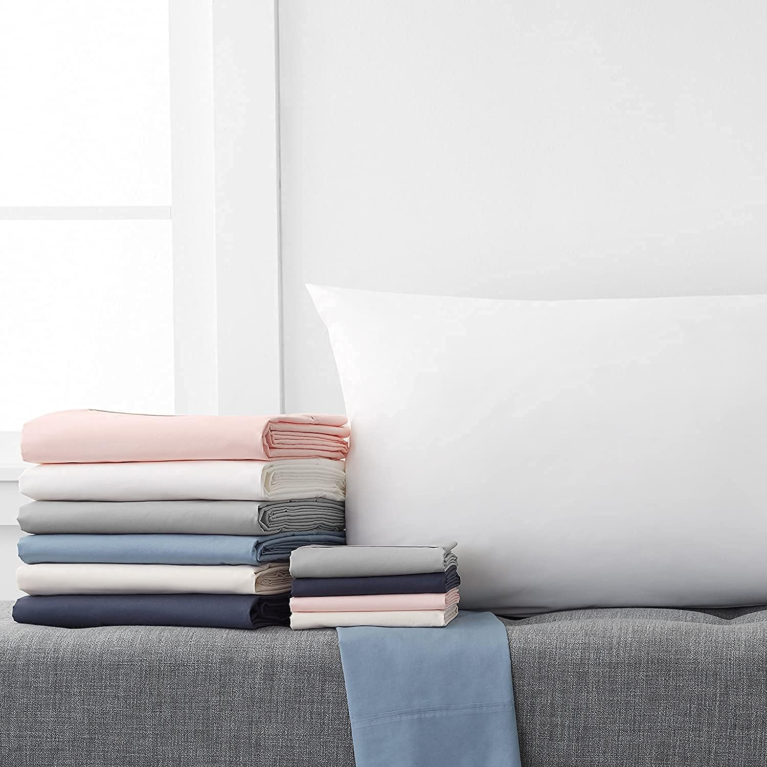 Pure 1000 Thread Count Egyptian Cotton- Sateen Weave- Olympic Queen(66' X 80') Light Pink Sheet Set - 4-Piece 14'-18' Inches Standard Drop Length Elastic Bounded