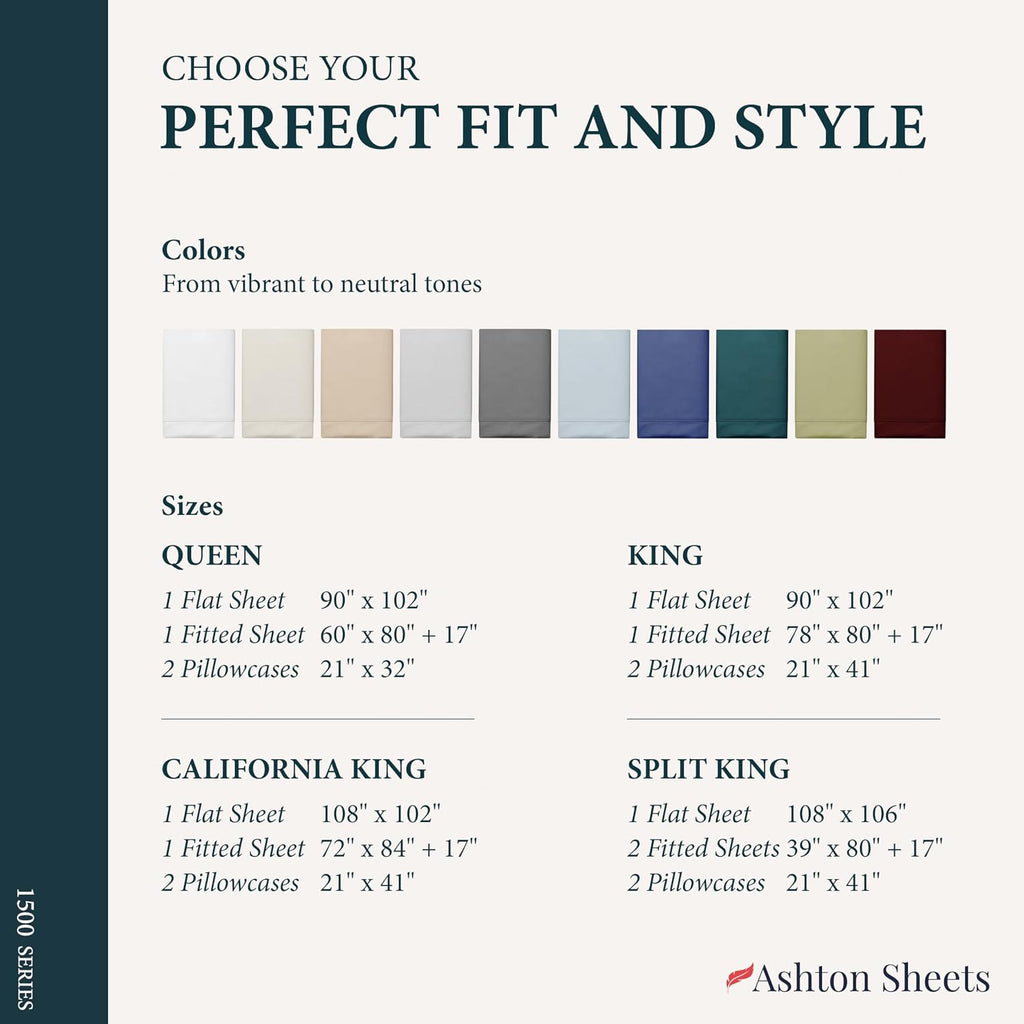 100% Egyptian Cotton Sheet Set Queen Size - Luxury 1500 Series Prestige Collection Damask Queen Sheet Set (4 PC, White Stripe), Soft Cooling, Sateen Weave Sheets, 17' Deep Pocket
