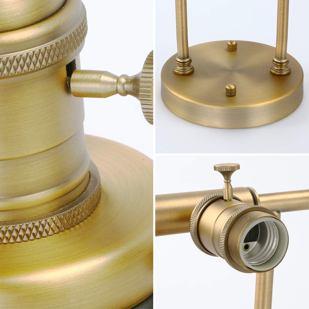 Phansthy Antique Brass Wall Sconce 3 Light Vanity Light with 7.87' Metal Flared Light Shade