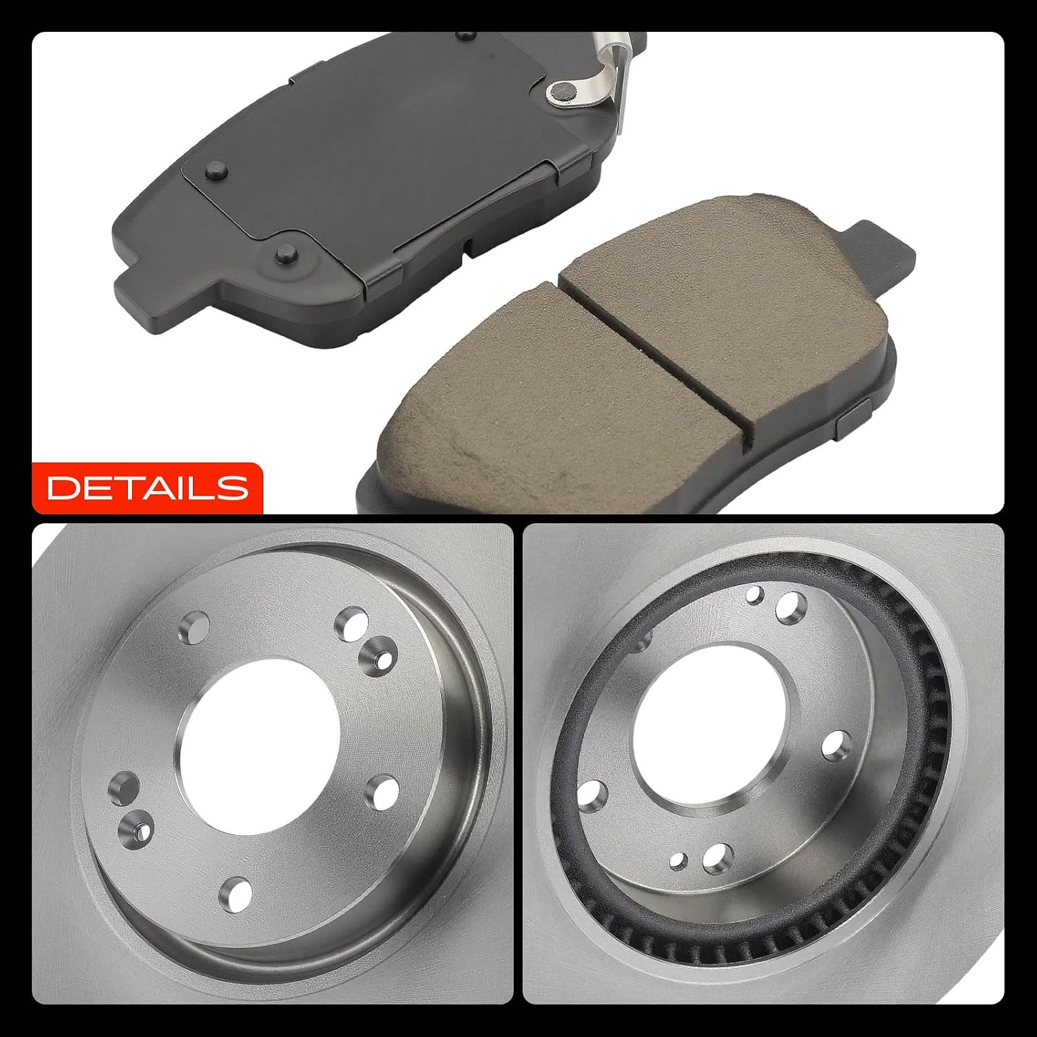 A-Premium 11.81 inch(300 mm) Front Vented Disc Brake Rotors + Ceramic Pads Kit Compatible with Select Hyundai and Kia Models - Optima 2011-2016, Sonata 2011-2015, 6-PC Set