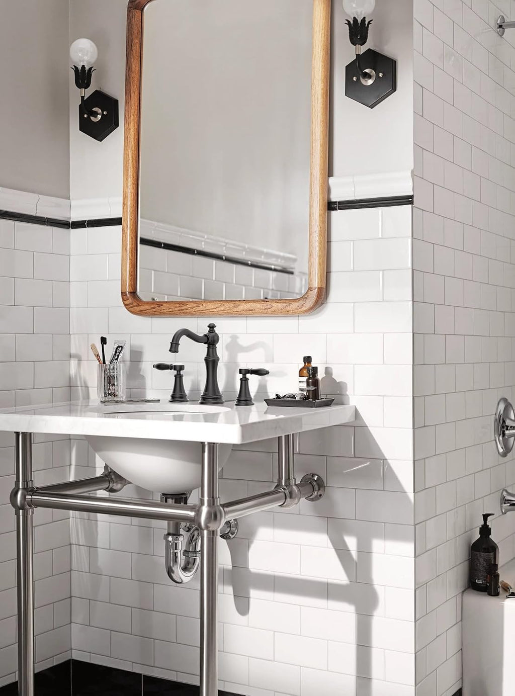 Moen Weymouth Matte Black Two-Handle Widespread Traditional Bathroom Faucet Trim Kit, Valve Included, TVS42108BL