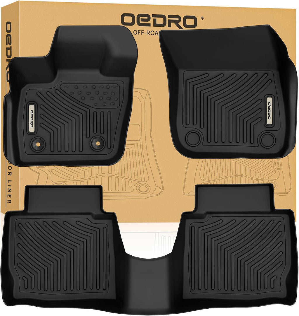 OEDRO Floor Mats Fit for 2017-2020 Ford Fusion/Lincoln MKZ, Black TPE All-Weather Guard, Front & 2nd Seat Liner Set (Include Hybrid Models)