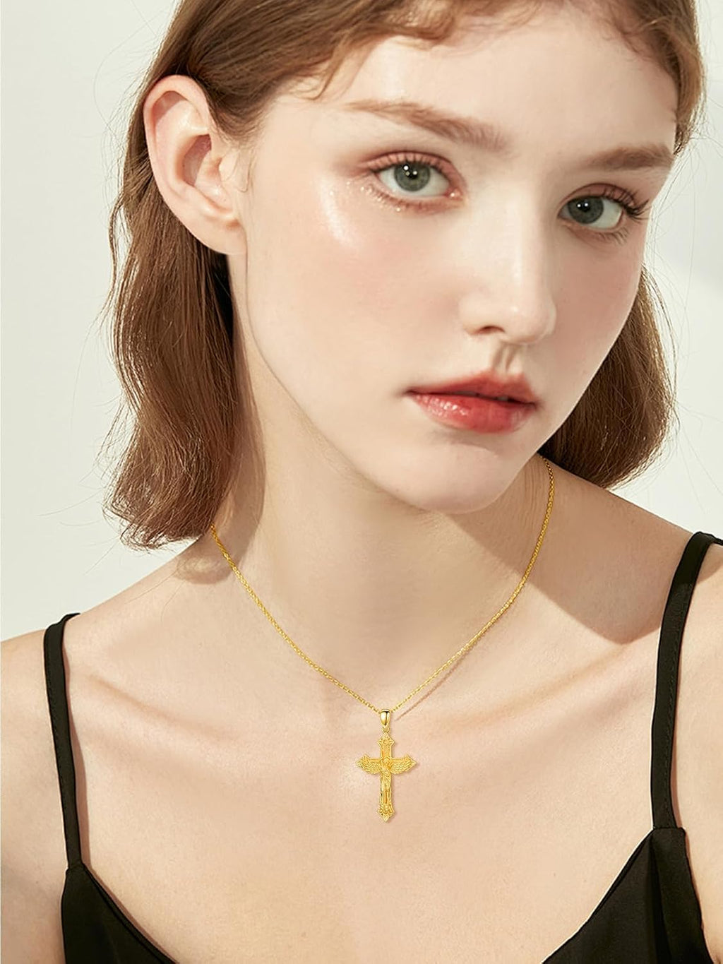 18K Gold Cross Pendant for Women Gold Cross Necklace 18K Gold Jewelry Religious Gift