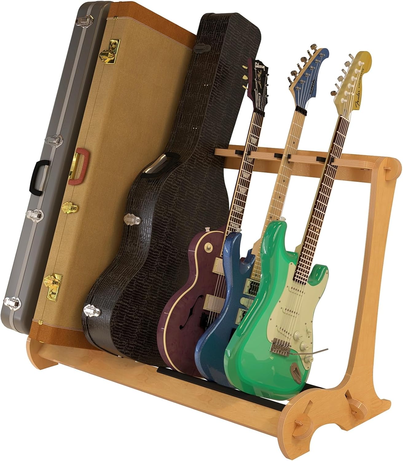 A&S Crafted Products Combo Guitar & Case Stand for Acoustics & Electrics - The VersaRack | Nitro Safe | Made in U.S.A.