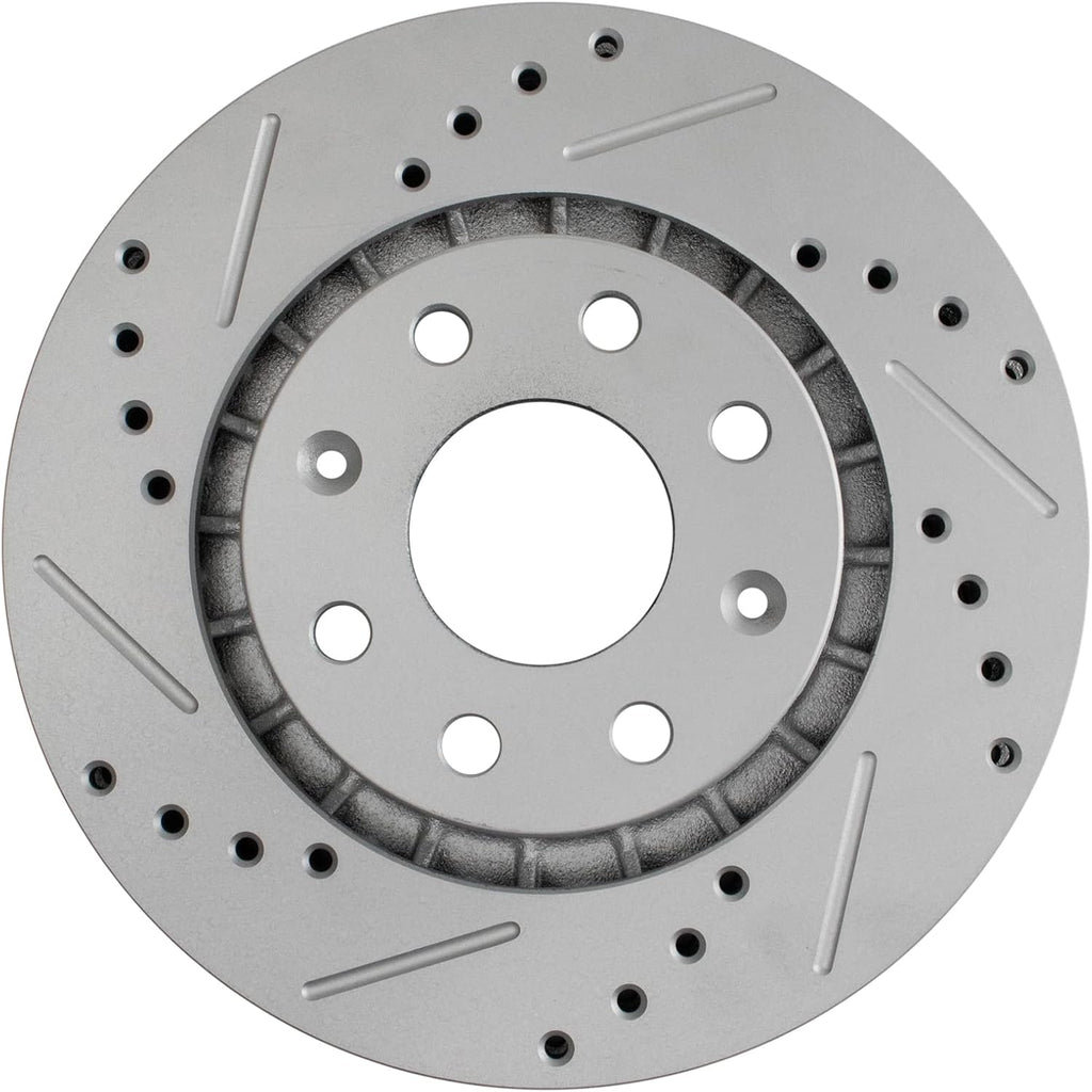 TRQ Performance Front Ceramic Brake Pad and Rotor Set Coated Drilled Slotted Compatible with 2004-2011 Chevrolet Aveo 2007-2011 Chevrolet Aveo5 2013-2015 Spark 2009 Pontiac G3