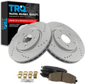 TRQ Performance Front Brake Pad and Rotor Set Ceramic Coated Drilled Compatible with 12-16 Chrysler Town & Country 12-20 Dodge Grand Caravan Journey 12-13 Volkswagen Routan 17-22 Pacifica Voyager