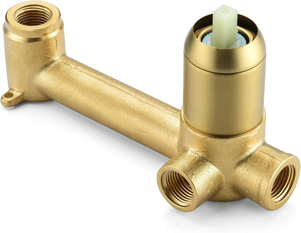 SUMERAIN Brushed Gold Bathroom Faucet Brass Wall Mount Faucet Single Handle with Rough in Valve